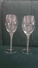 Set of 2 Spiral Air Twist Stem Clear Water Goblets 9"