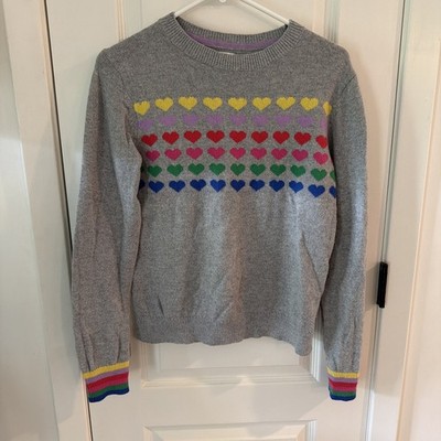 Boden Grey Rainbow hearts Sweater -13/14Y