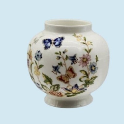 Vintage Aynsley Cottage Garden Porcelain Vase Butterfly & Floral Design READ