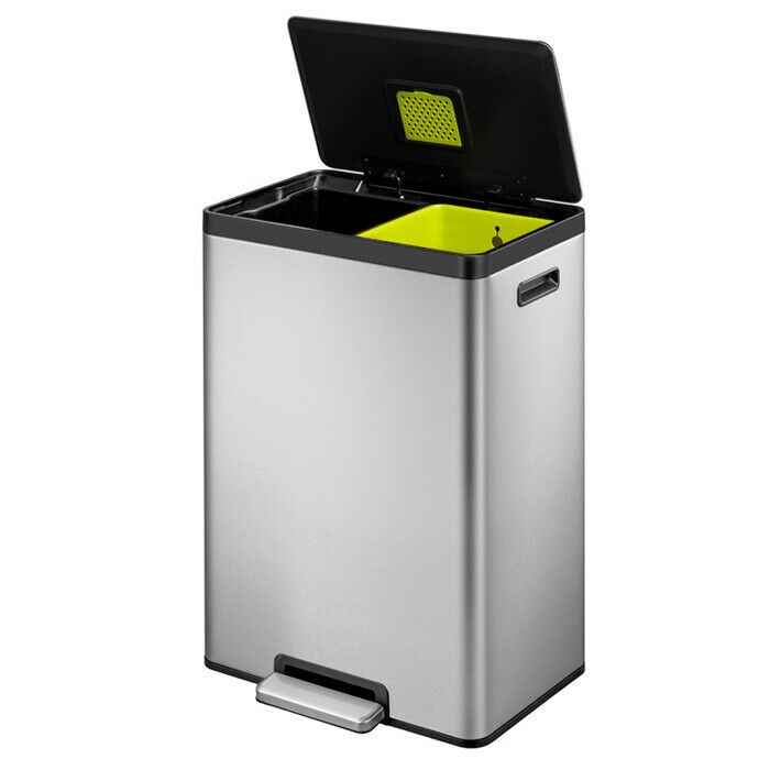 EKO Ecocasa 2 Section Recycling Kitchen Pedal Bin 2 x 20L - Silver [Dented] - Image 5