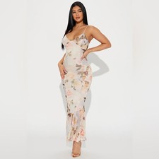 Fashion Nova Love Letters Mesh Maxi Dress - White/combo Size Small NEW