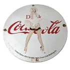 Vintage Coca Cola Porcelain Sign - Gas Pump Bottling Service Soda Beverage Sign