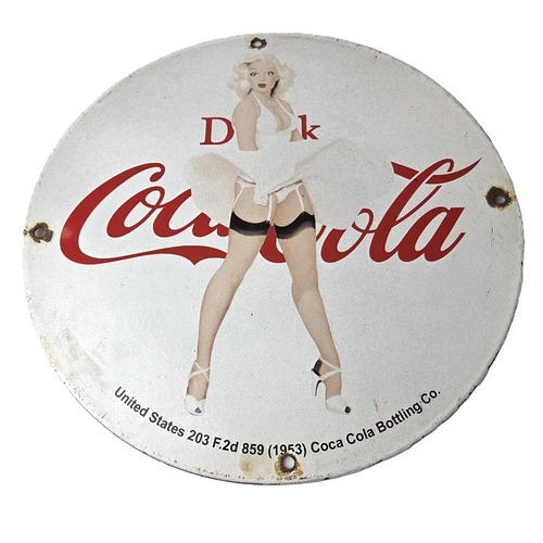 Vintage Coca Cola Porcelain Sign - Gas Pump Bottling Service Soda Beverage Sign