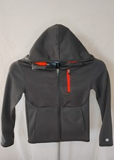 Champion Boys Full Zip Hoodie Gray Orange Polyester Long Sleeve Logo S 6-7 