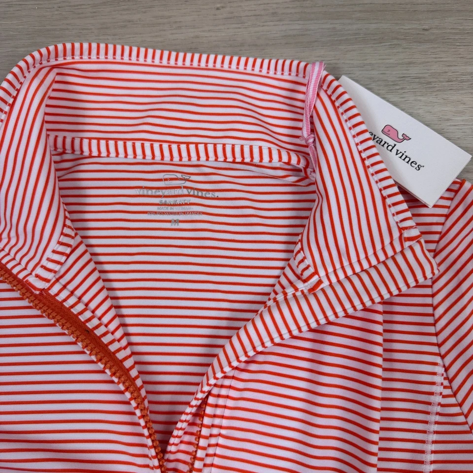 Camisa feminina listrada Vineyard Vines Sankaty Shep laranja média NOVA - Imagem 4 de 4
