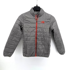 The North Face Gray Puffer Jacket Orange Zip DEFECTS Pre-Owned Boys Large 14/16