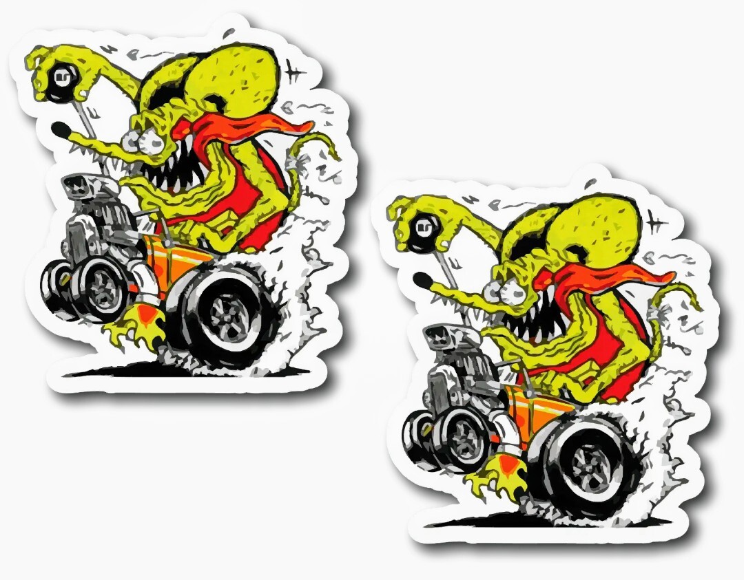 2-PACK RAT ROD HOT ROD VINTAGE RACING STICKER RAT FINK CRAFTSMAN
