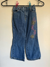 Y2K Vintage 4T Girls Disney Princess embroidered butterfly jeans whimsical Boho