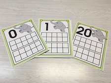 Elephant Count Ten Frames 0-20 Laminated Activity Set - Teaching Supplies