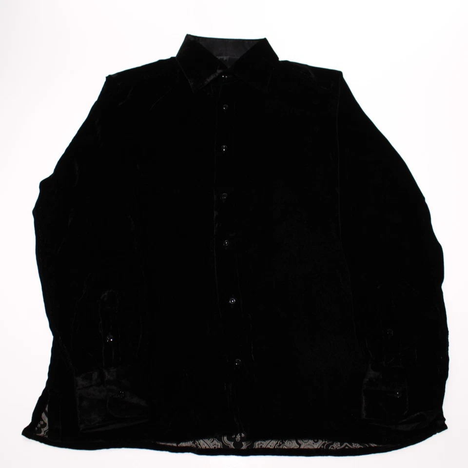 Fabio Caviglia NWOT Casual Button Down Shirt Size Small in Black Velvet - Image 3 of 4