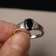 2.20 Ct Oval Cut Black Diamond Solitaire Engagement Ring 14K White Gold Finish