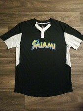 MLB Miami Marlins Majestic Cool Base Blank 2-Button Jersey Wicking Mesh Size L