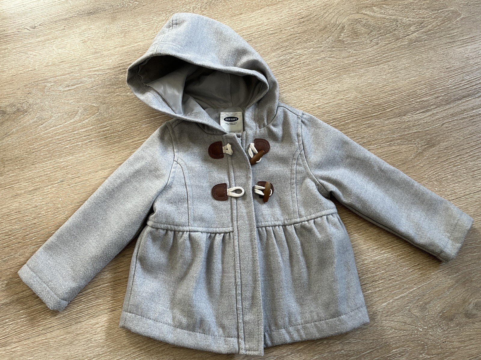 OLD NAVY Baby Girl Peacoat Jacket Hooded Zip Toggle Heather Gray 1218 Months eBay