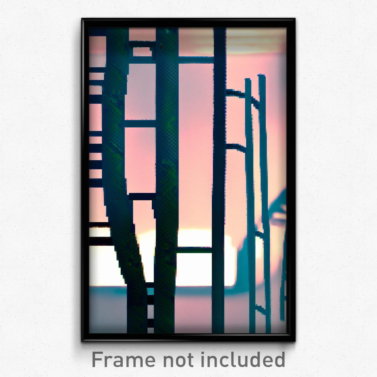 8 Bit Psychedelic Pixel Art Poster - Squiggly Ladder Trippy Gamer Print