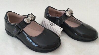 Lelli Kelly, Mandy, School Shoe GREY Patent, Diamanté Bow, Size RRP  £49 UK