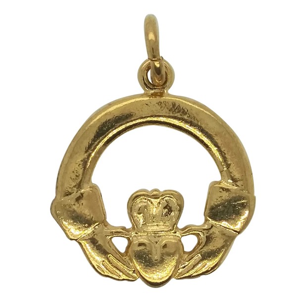 Alternate view of .925 Sterling Silver Gold Plated Claddagh Charm Pendant