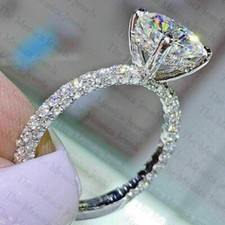 1.92 TCW Round Cut Moissanite Women's Engagement Ring In 14k White Gold Plated