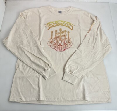 Eagles Hotel California Tour 2021 Graphic T-shirt Men 2XL Beige Long Sleeve New