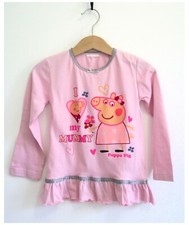 T-Shirt Mädchen Peppa Pig Charakter rosa langärmeliges Top 2-8 Jahre NEU