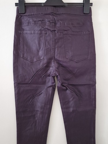 Ladies Jeggings Size 14 Purple Aubergine Leather Look Skinny Jeans Kaleidoscope - Picture 5 of 6