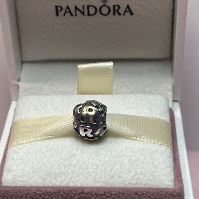 145B EUC AUTHENTISCH PANDORA SS 14K ZWEIFARBIGER BUCHSTABE R CHARM #790298R NICHT MEHR ERHÄLTLICH!