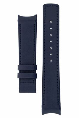 Hirsch Leonardo HEAVY CALF Curved Ended leather Watch Strap FOR CLASP BLUE 18 mm