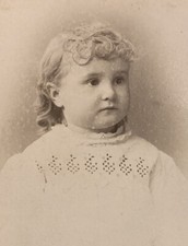 Cabinet Card Photo Victorian Baby Toddler White Dress Curly Hair