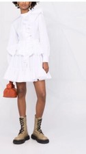 AUTHENTIC NWT $2340 Alexander McQueen White Long Sleeved Ruffle Shirt Dress