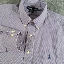 Ralph Lauren Shirt Men 17-36/37 Yarmouth Purple Check Button Down Pony Hong Kong