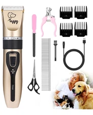 HBN Dog Grooming Kit Clippers, Low Noise Rechargeable Electric Pet Hair Trimmers