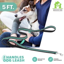 5 FT Teal Heavy Duty Dog Leash Pet Leash Reflective Lead 2 Handles For large dog