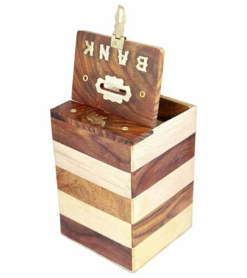 Handgefertigt Wood Piggy Bank - Money Box - Coin Box Present Home