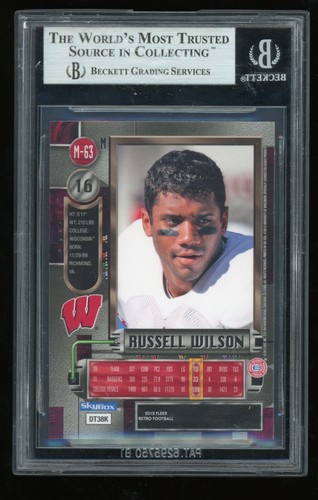 RUSSELL WILSON 2012 FLEER METAL RETRO #M63 BGS 9 WISCONSIN - Picture 2 of 2