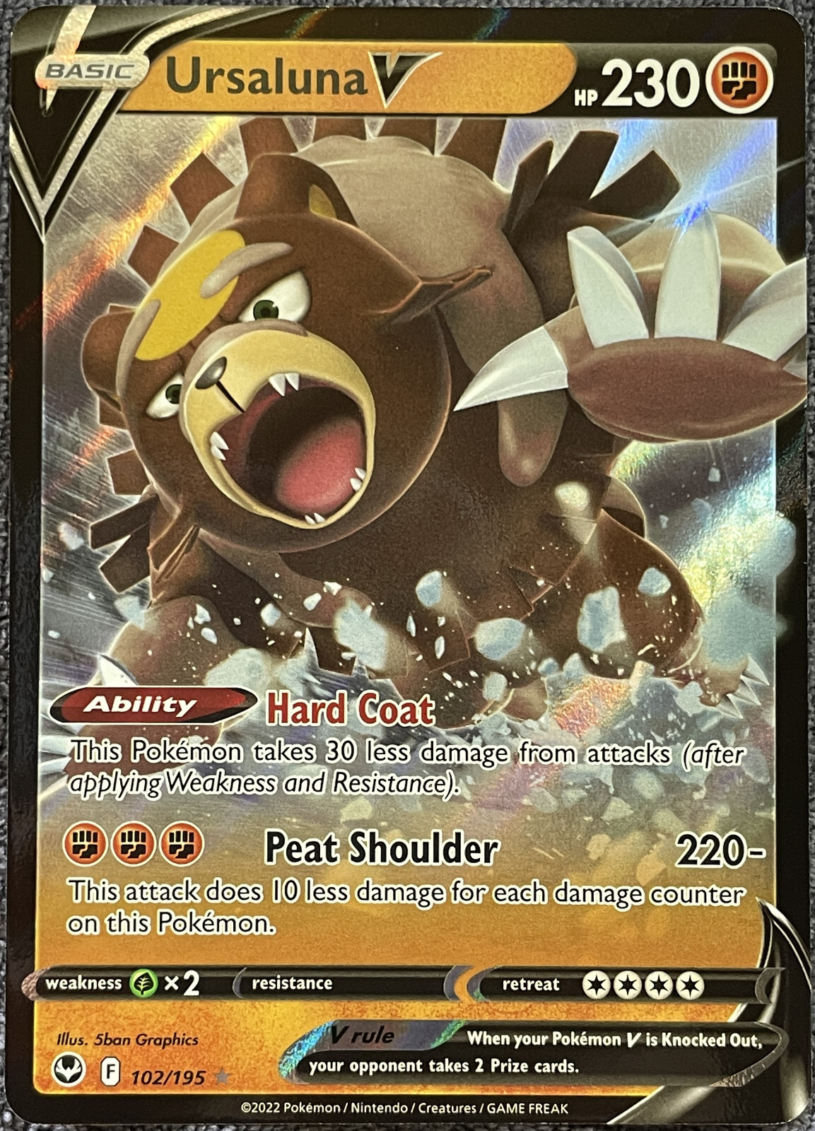 Ursaluna V Ultra Rare - 102/195 - Silver Tempest Pokemon 2022