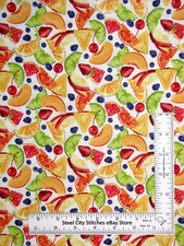 Food Fruit Lemon Lime Cherry Blueberry Fabric By Yard Mixology Cotton 3 Wishes