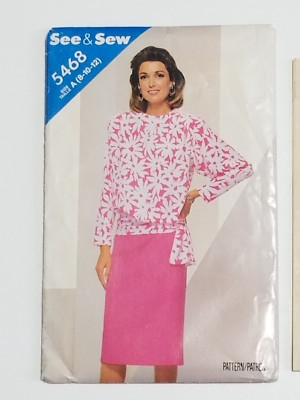 See & Sew Sewing UNCUT Pattern 5468 Women Top Pencil Skirt SIZE A 8 10 12