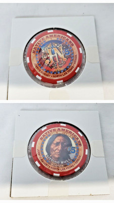 $5 Native Americans Sitting Bull Casino Chip LTD 500 Jerry's Nugget Vegas 1 of 3