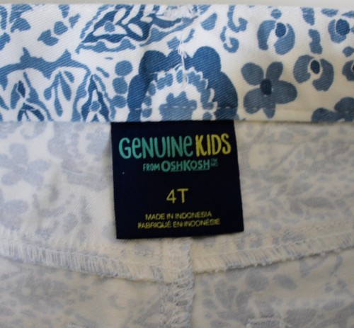 Genuind Kids by Oshkosh Boho Floral Print Denim Shorts Size 4T Blue/White - Picture 5 of 7