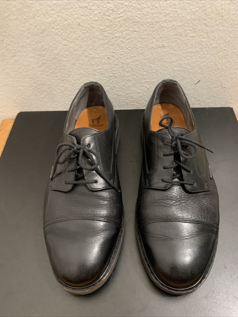 Mephisto Luxury Lace Up Dress Oxford GUC Sz 6.5 Mephisto Classic Cap Toe Black Leather Lace Up Dress Shoes  main image 4