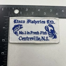 Vtg Circa 1980s LINCO FISHERIES FRESH FISH CENTREVILLE NS Advertising Patch C00Y