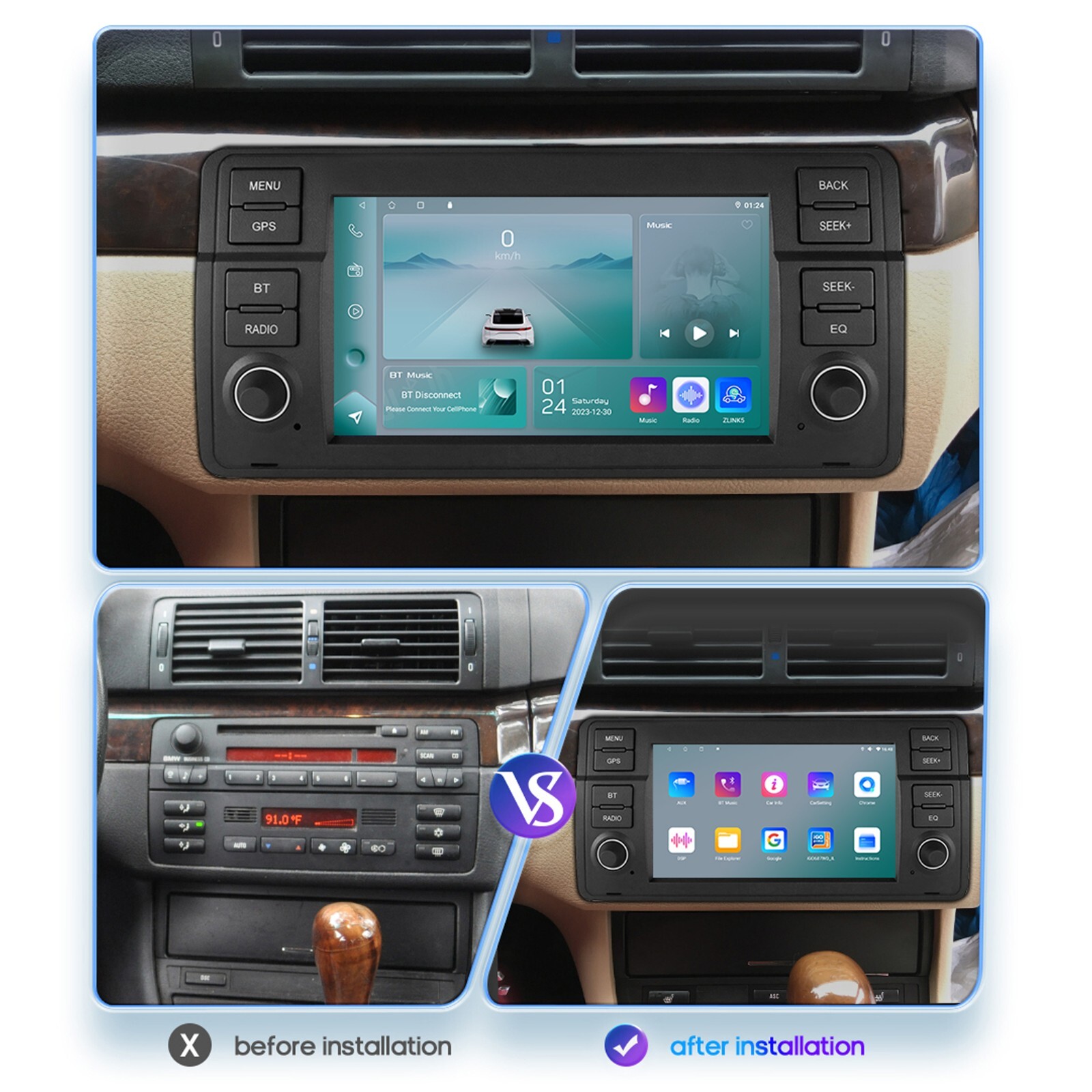 Android 13 Carplay Wifi FM Car Stereo Radio For BMW E46 318i 325i 330i 1998-2005