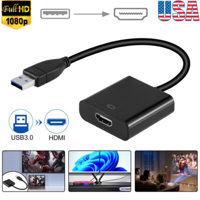 HD 1080P USB 3.0 to HDMI Video Cable Adapter For PC Laptop HDTV LCD TV Converter