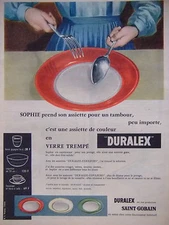 ADVERTISEMENT DURALEX SAINT-GOBAIN THESE ARE TEMPERED GLASS COLORED PLATES