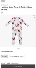 Pottery Barn Kids Christmas Pajamas 0-3 NEW