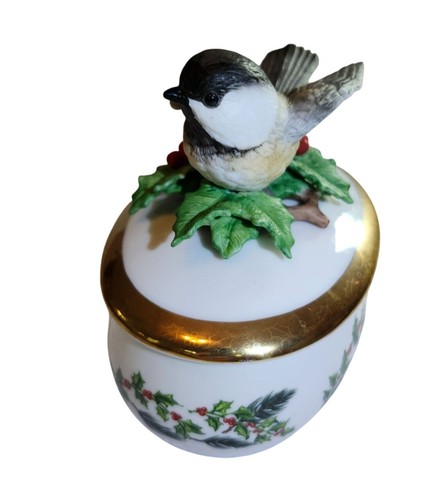 Lenox Vintage Christmas Chickadee Porzellan Spieluhr 1993 - Bild 5 von 8