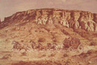 Western Stagecoach 7x9 Oval Rope Framed Canvas Print on 11x13 Pine Wood Plaque — photo 2