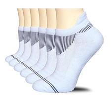 6 Pack Women Ankle Athletic Socks Low Cut Breathable Running One Size White1