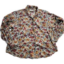 Vintage LL Bean Floral Button Up Shirt Womens 20 Floral Cotton USA Made Cottage