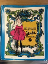 VTG 1968 Mattel Barbie Doll Case Blue w hangers