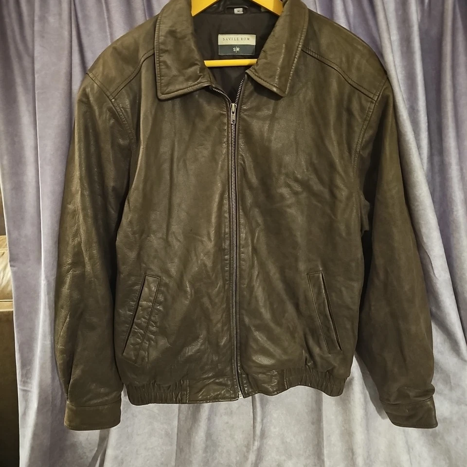 Savile Row SR Outwear Bomber Genuine Leather Jacket Men's Size Medium - Image 2 of 4